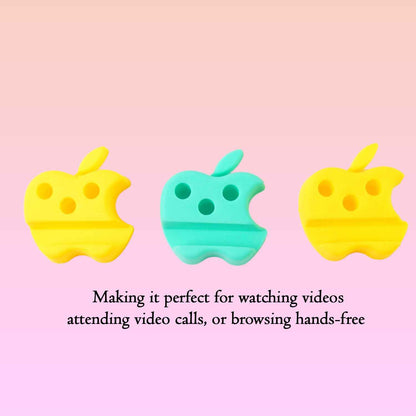 Multi-functional Apple-shaped Plastic Mobile Stand With Pen Holder (3 Pc  Mix Color)