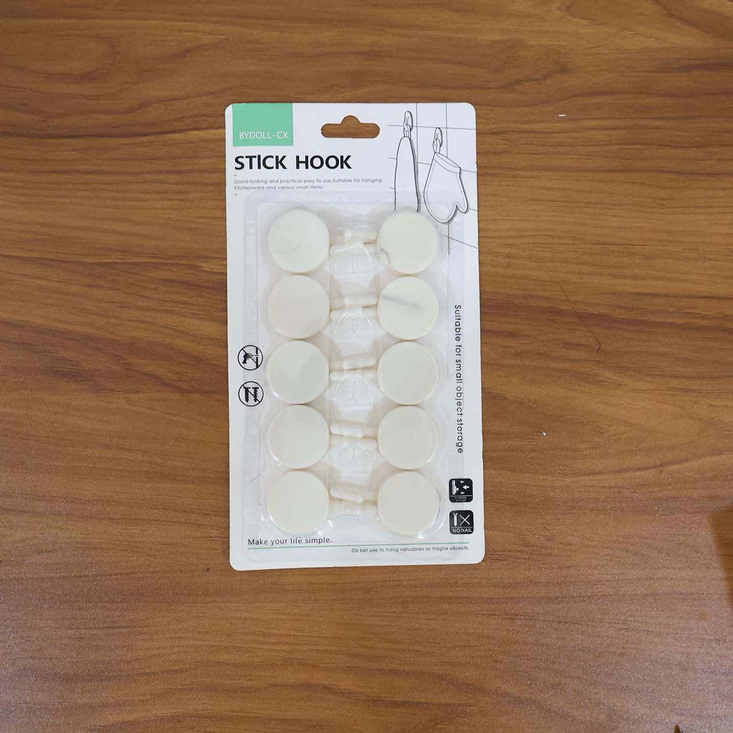 Self Adhesive Round Wall Hooks (10 Pc)
