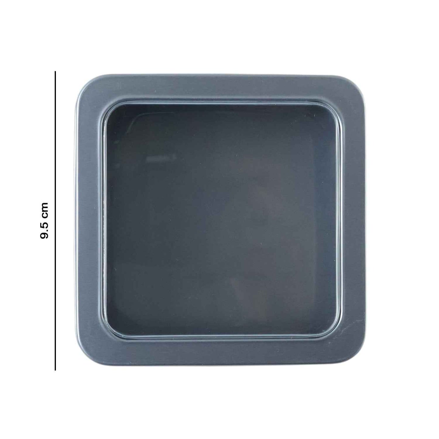 Square Metal Storage Tin Box With Transparent Window Lid (1 Pc 9.5 X 9.5 Cm)