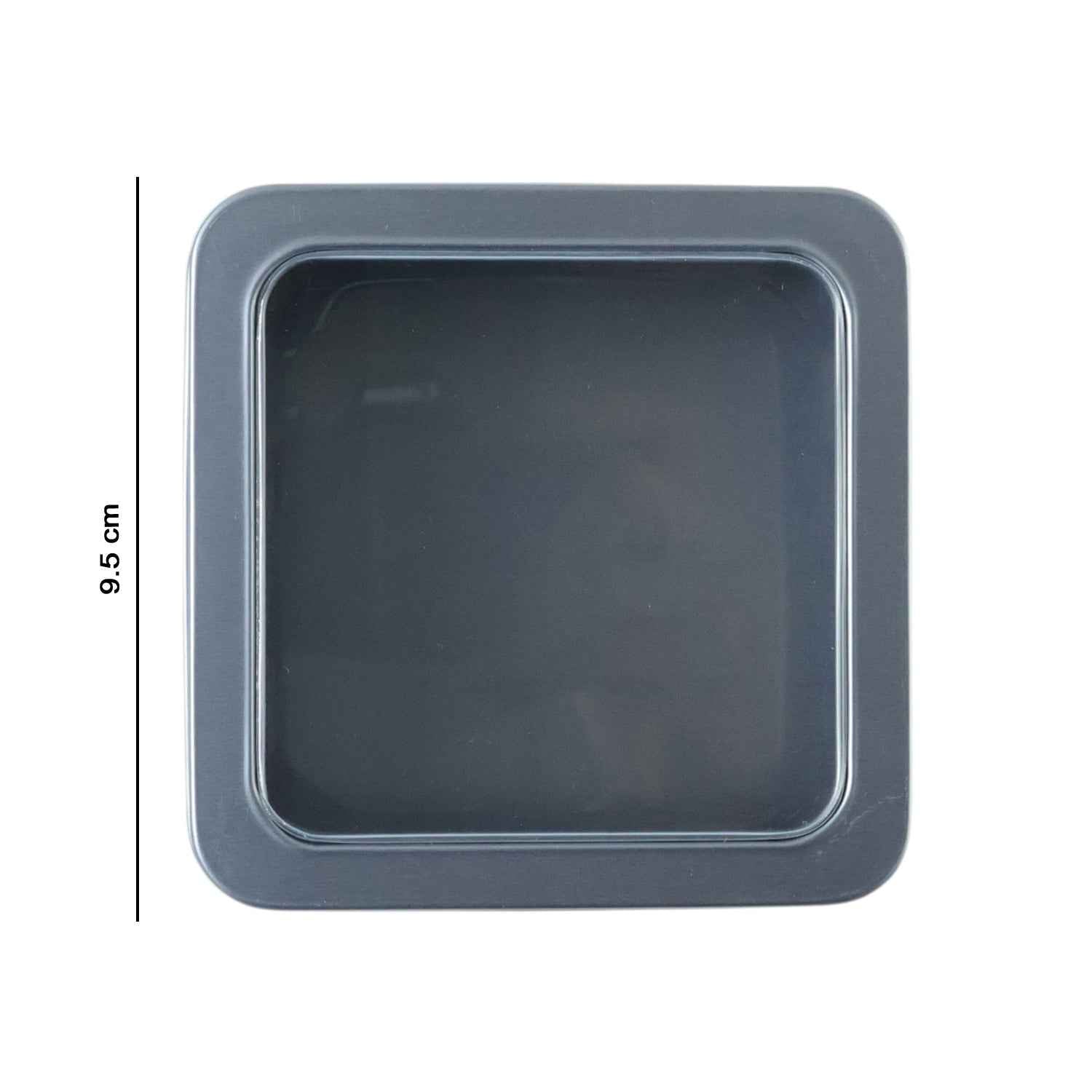 Square Metal Storage Tin Box With Transparent Window Lid (1 Pc 9.5 X 9.5 Cm)