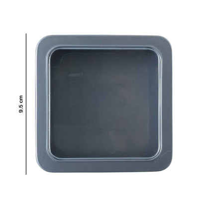 Square Metal Storage Tin Box With Transparent Window Lid (1 Pc 9.5 X 9.5 Cm)