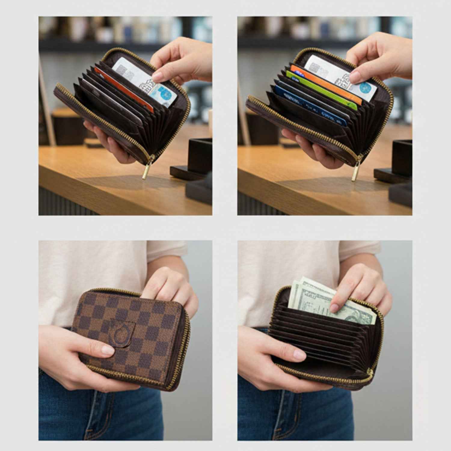 Zip Card Holder Wallet  Multi Card Organizer Case (1 Pc)
