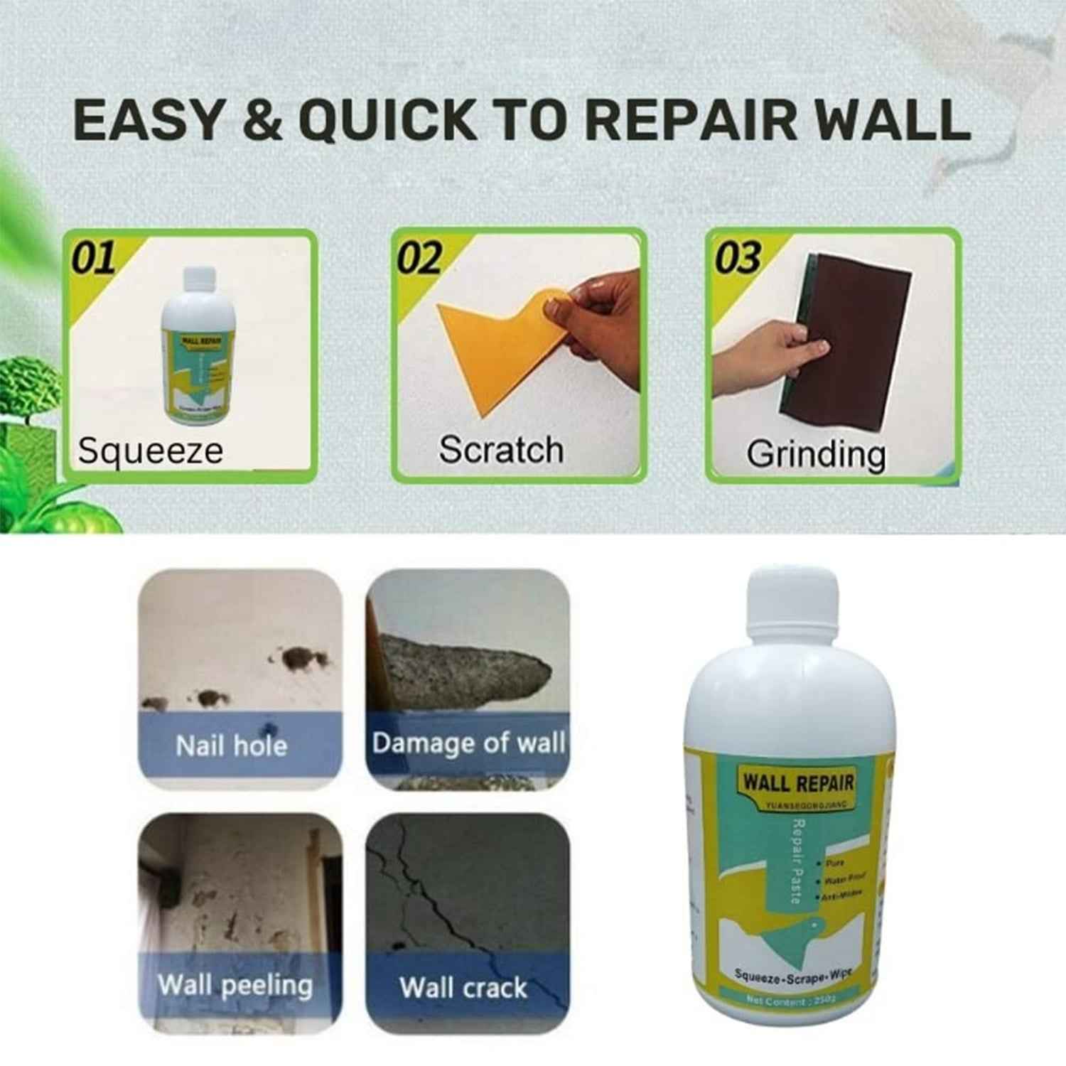 Wall Crack Repair Cream With Scraper - (Set)