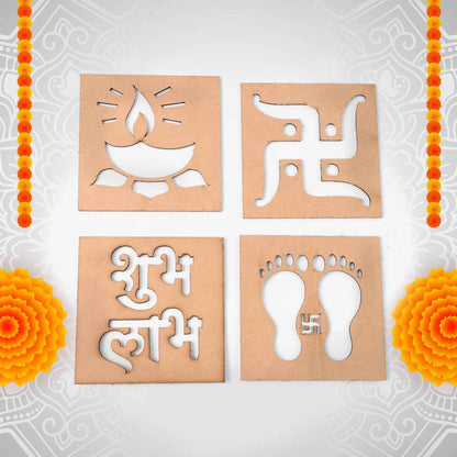 Wooden Decorative Cutouts (Mix Design  4 Pc)