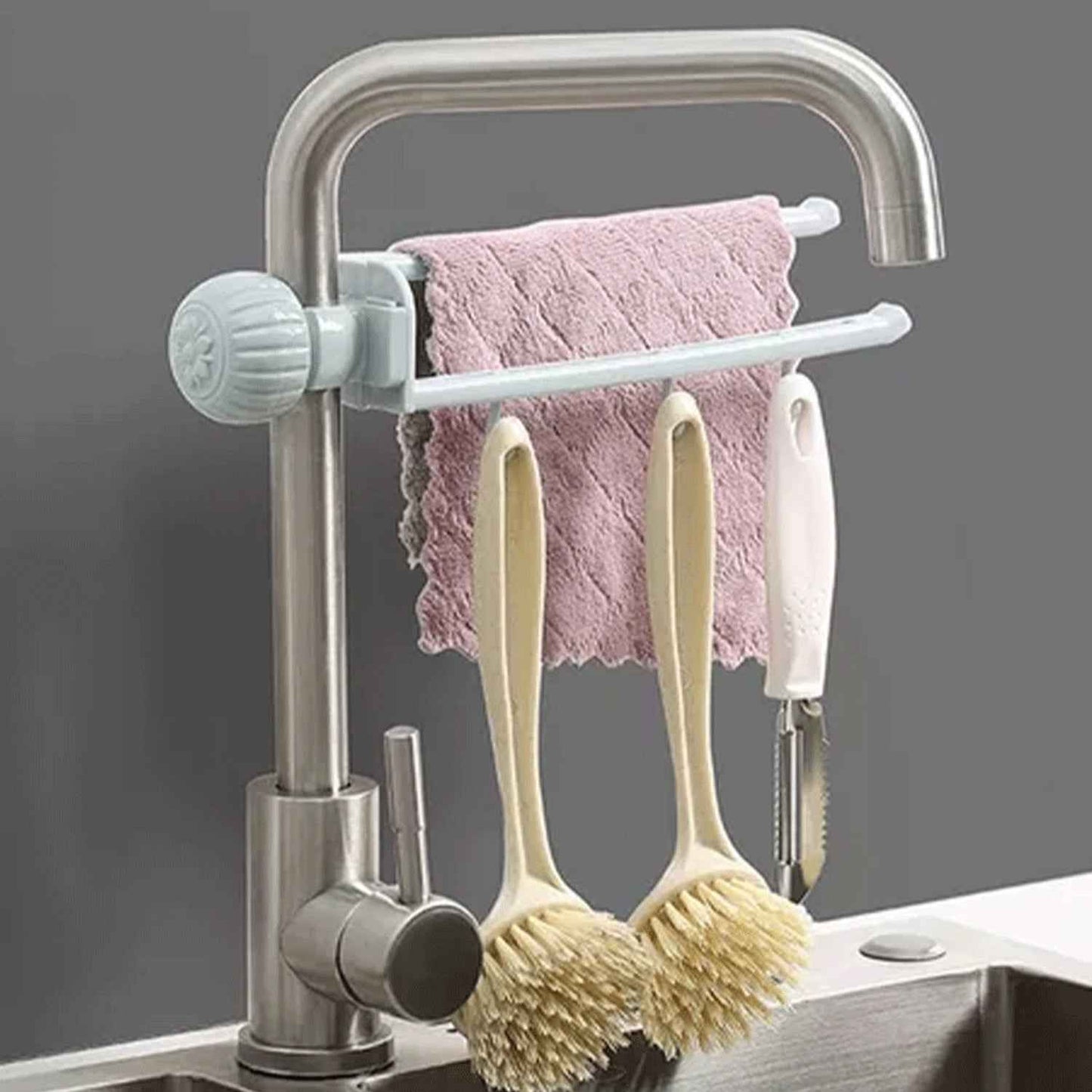 Multipurpose Sink Faucet Hanging Towel  Cleaning Tool Holder (1 Pc )
