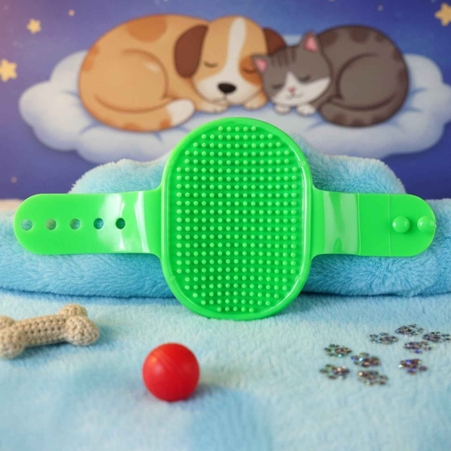 Pet Grooming Bath Brush With Adjustable Hand Strap For Dogs  Cats (1 Pc)