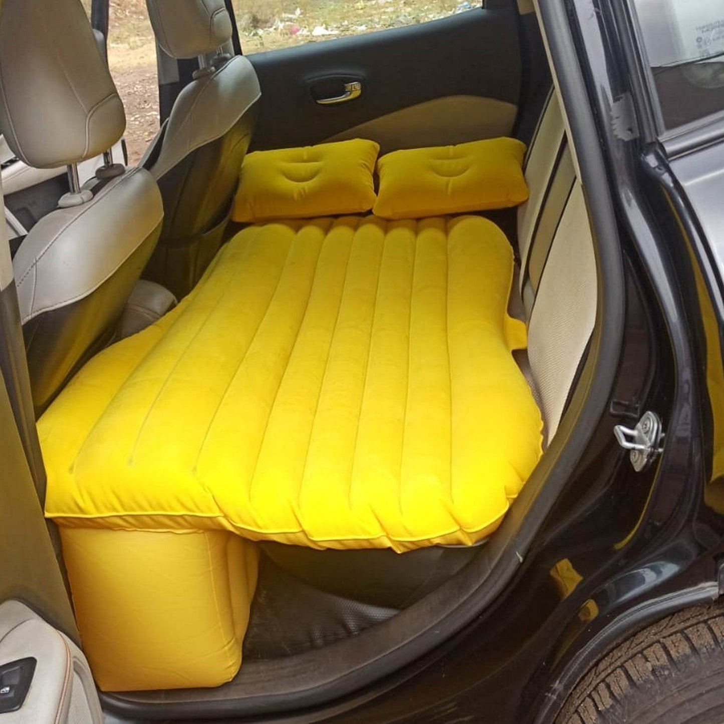 8043 Car Inflatable Bed With 2 Pillows   Air Pump (Portable) For Travel Camping Vacation  Polyester Inflatable Travel Car Bed Air Sofa With Two Inflatable Pillow And Air Pump For Car Back Seat Air Pump Random Colour - Best Deals at BeSh Deals®