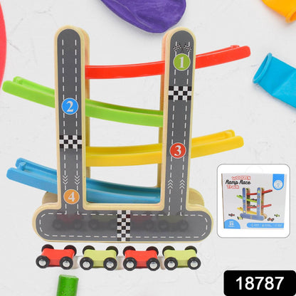 Car Racer Track Play Set Wooden Click Clack Toys With 4 Mini Racers (1 Set) - Best Deals at BeSh Deals®