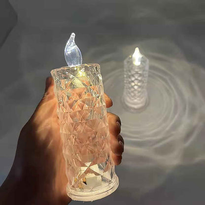 8439 Rose Candles Led Flameless And Smokeless Decorative Acrylic Transparent Candles Led Tea Light Candle Perfect For Gifting Home Diwali Christmas Crystal Candle Lights (1 Pc)  (Moq - 12 Pc )