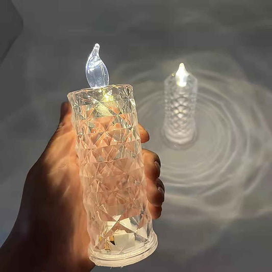 8439 Rose Candles Led Flameless And Smokeless Decorative Acrylic Transparent Candles Led Tea Light Candle Perfect For Gifting Home Diwali Christmas Crystal Candle Lights (1 Pc)  (Moq - 12 Pc )