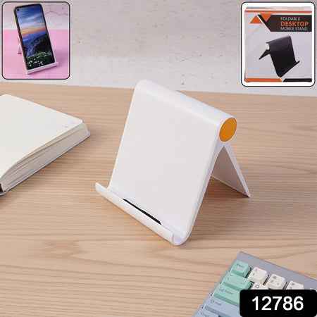 Plastic Foldable Desktop Mobile Stand (1 Pc  White)