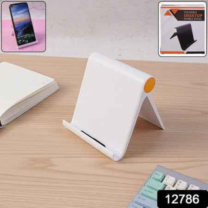 Plastic Foldable Desktop Mobile Stand (1 Pc  White)