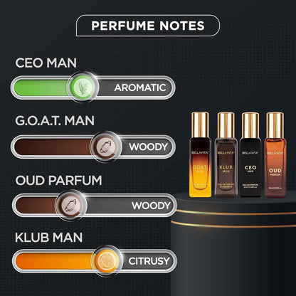 Bellavita Mens Luxury Perfume Gift Set (4 Pc 20 Ml Each)