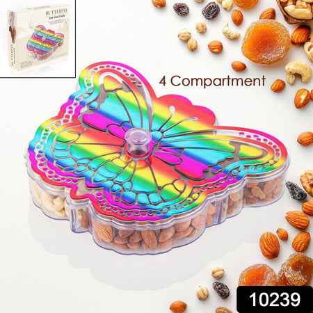 Butterfly Shape 4 Compartment Multipurpose Box  Dry Fruit Box (1 Pc)