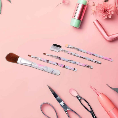 Floral Makeup Brush Set For Eyes Lips And Face (5 Pc)