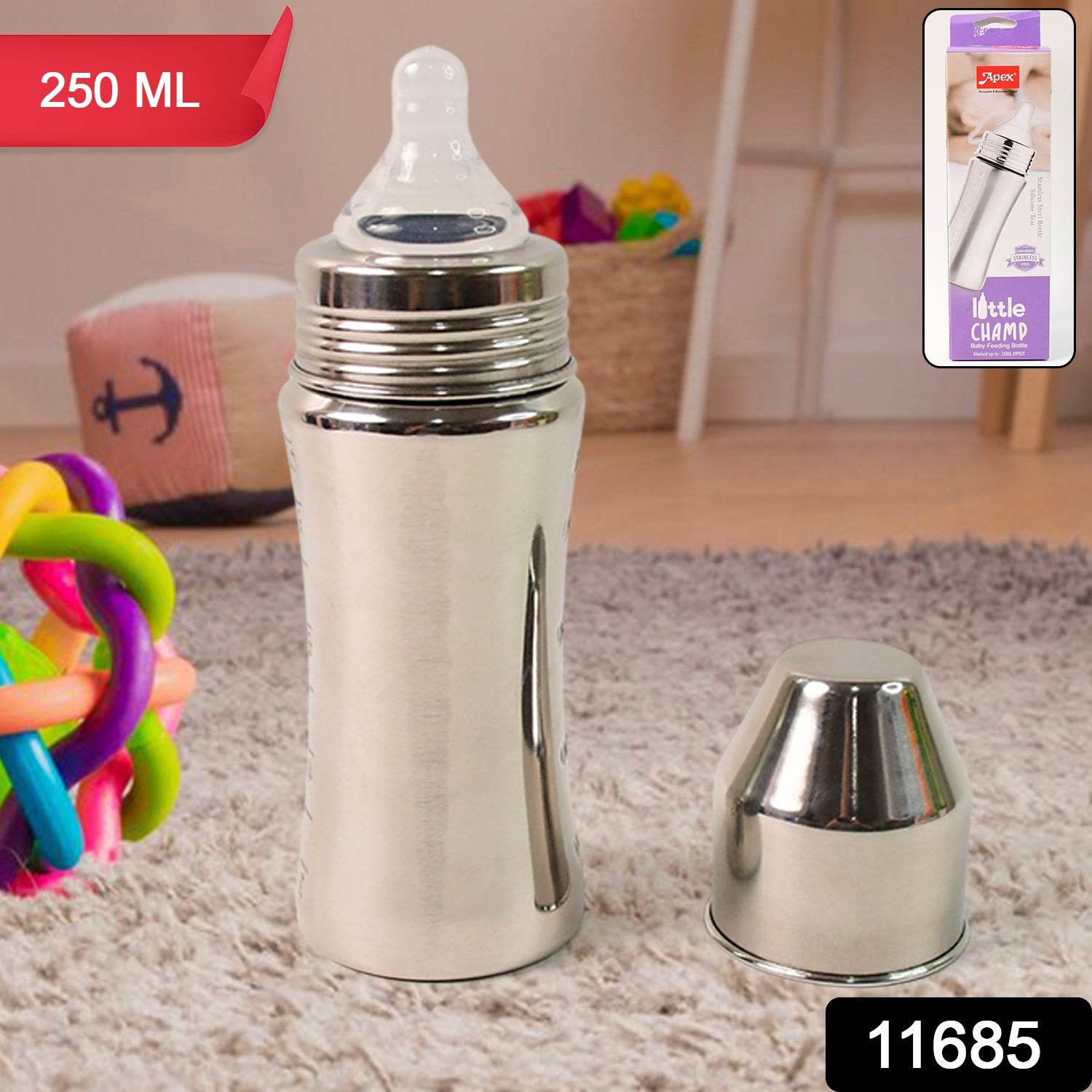 Apex Stainless Steel Little Champ Baby Feeding Bottle  (250 Ml) - Best Deals at BeSh Deals®