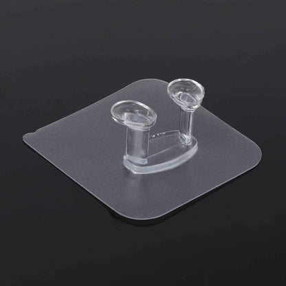17777 Transparent Self Adhesive Hook Seamless Drill Free Removable Wall Mounted Hanger As Toothbrush Holder Power Plug Socket Holder Waterproof And Oil Proof (1 Pc)