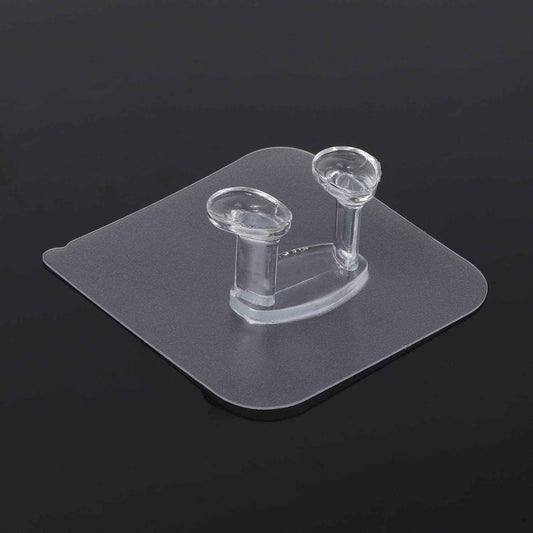 17777 Transparent Self Adhesive Hook Seamless Drill Free Removable Wall Mounted Hanger As Toothbrush Holder Power Plug Socket Holder Waterproof And Oil Proof (1 Pc)
