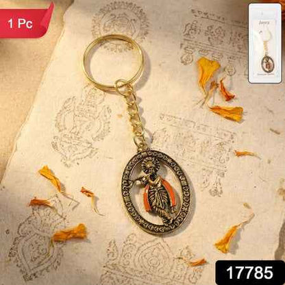 Metal Traditional Decorative Lord Krishna Keychain (1 Pc)