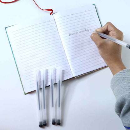 Transparent Smooth Writing Black Gel Pens Set Of 6 Pieces