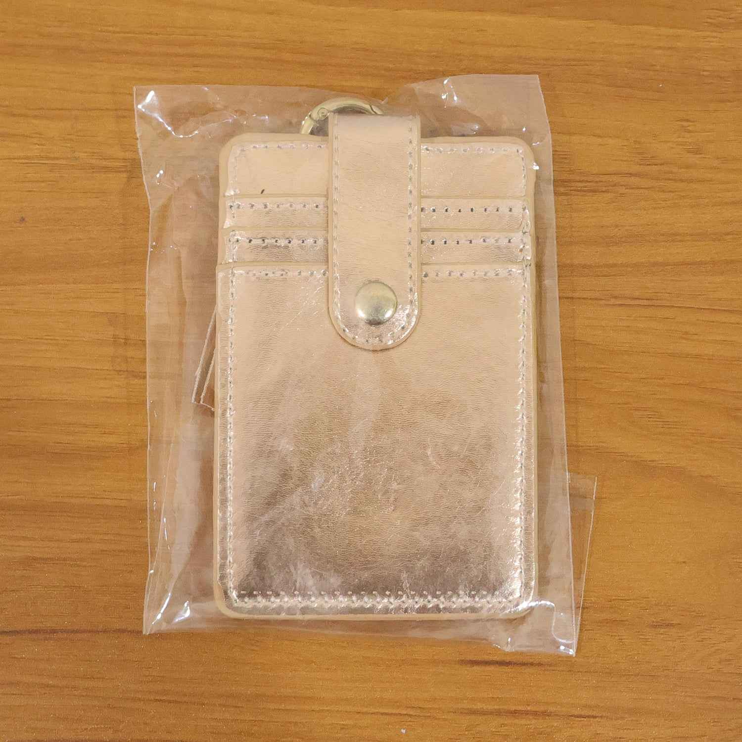 Pu Leather Card Holder Wallet With Button Strap (1 Pc)