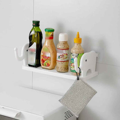 9272 Multifunctional  Elephant Shaped Storage Shelf No Punching Wall Mounted Mini Storage Rack Creative Cute Elephant Shelf Organizer For Kitchen Bathroom Bedroom Study