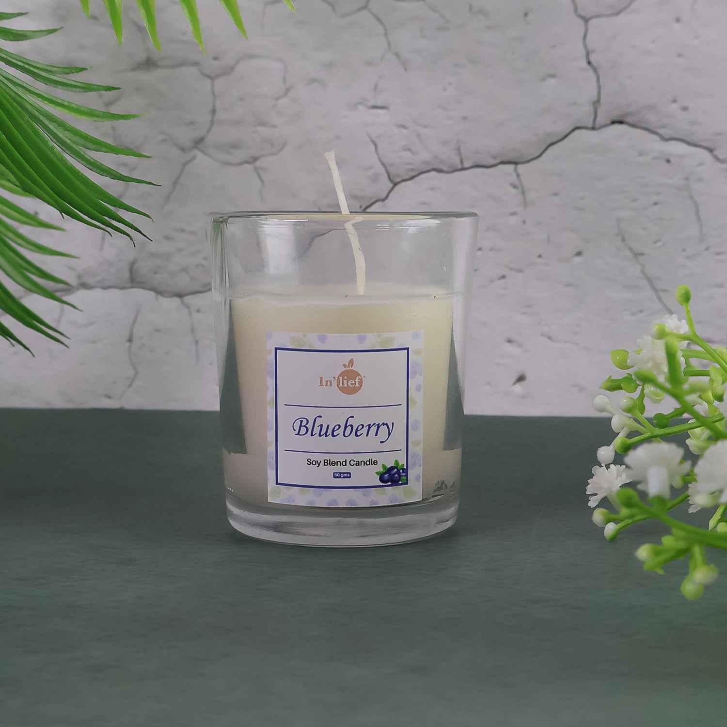 Inlief  Blueberry Soy-blend Votive Candle Glass  50 Gm (1 Pc)