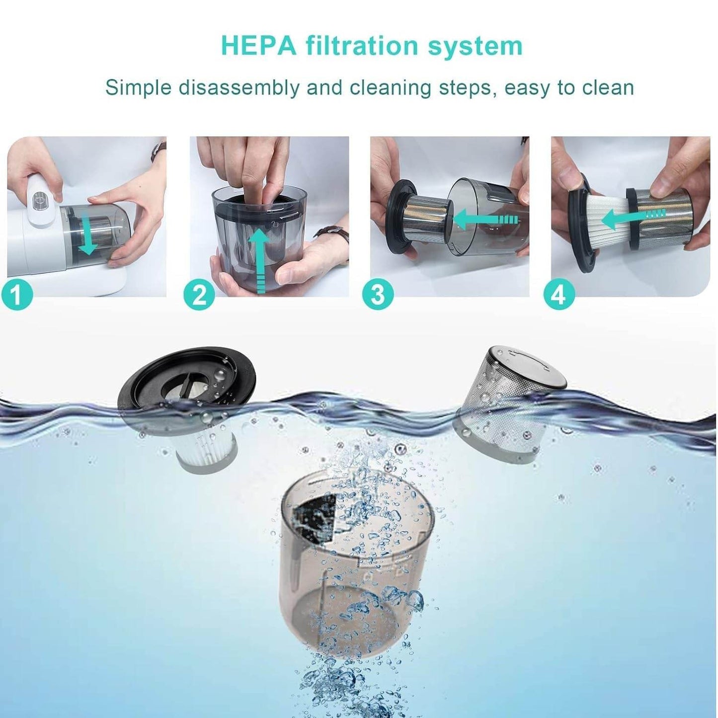 0227 Powerful Suction Portable Handheld Vacuum Cleaner - Low Noise Vacuum Cleaner For Bed - Cordless Vacuum Cleaner For Car Seat Crevices Pillows Mattresses Sofas Wireless Anti Dust And Mite Cleaner - Best Deals at BeSh Deals®