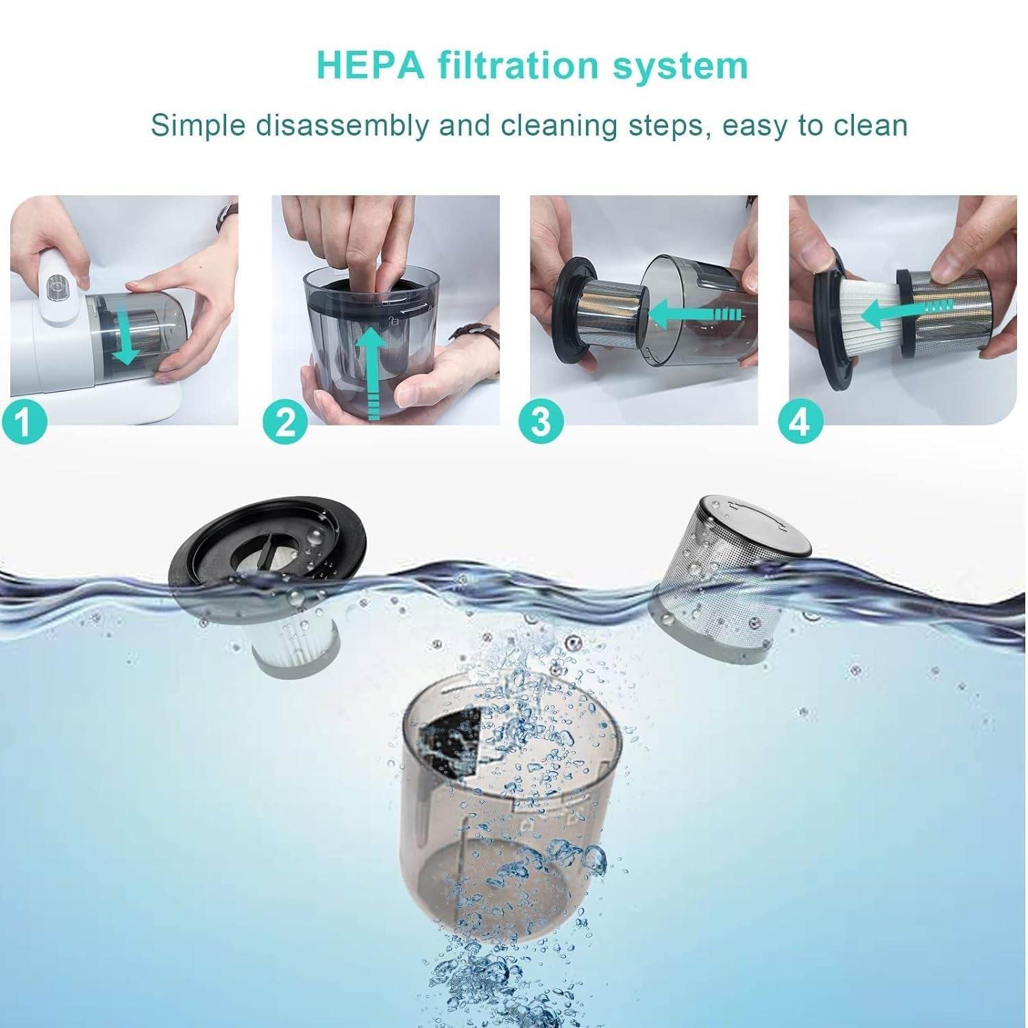 0227 Powerful Suction Portable Handheld Vacuum Cleaner - Low Noise Vacuum Cleaner For Bed - Cordless Vacuum Cleaner For Car Seat Crevices Pillows Mattresses Sofas Wireless Anti Dust And Mite Cleaner - Best Deals at BeSh Deals®