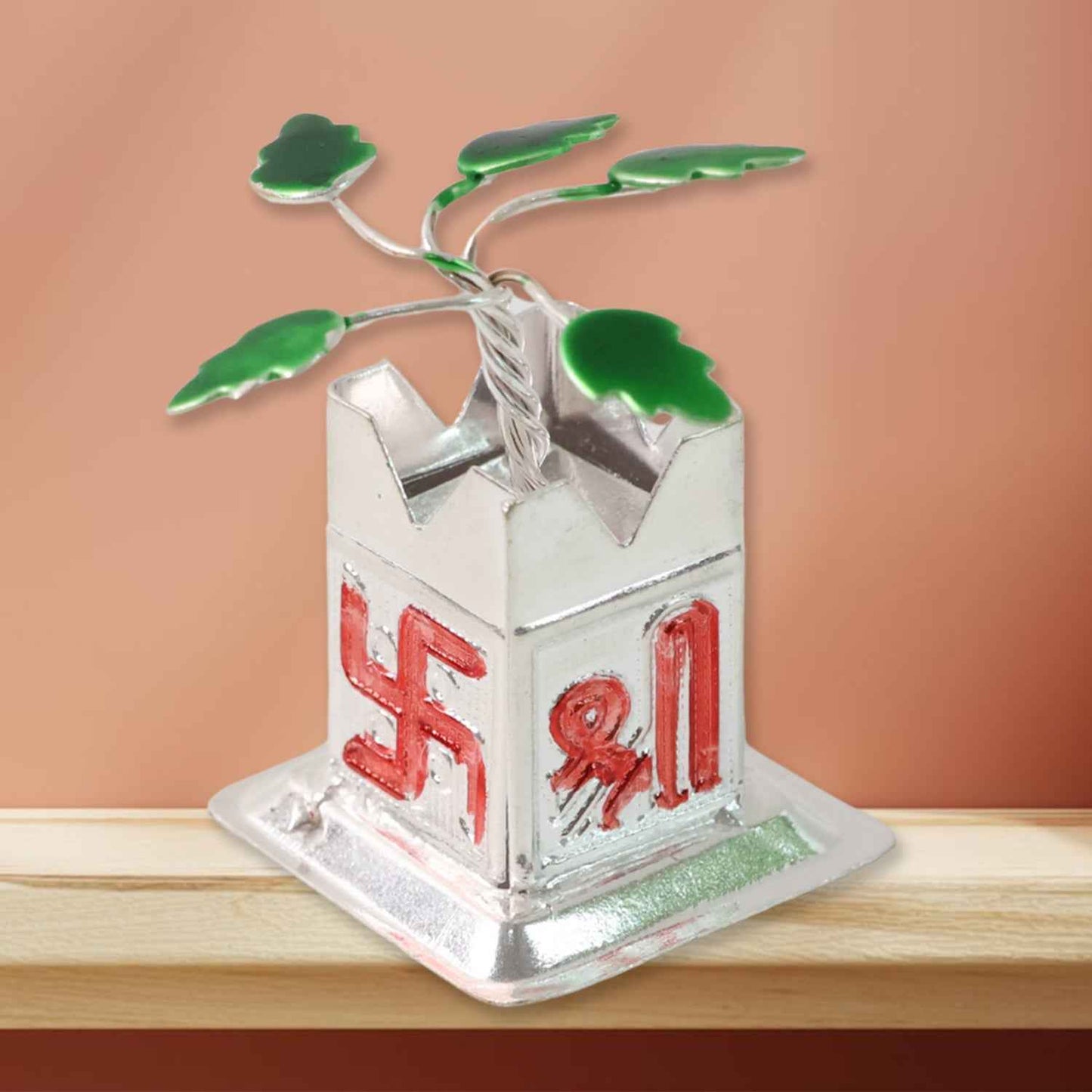 Tulsi Plant Miniature Idol With Mandir Kalash Base - (1 Pc)