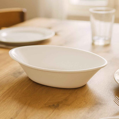 Plastic Marin Serving Bowl  Elegant Oval Deep Bowl (1 Pc  White)
