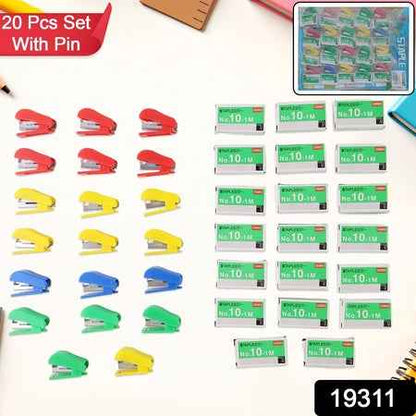 Mini Stapler Set  With Staples  Assorted Colors  No.10 Staplers With Pins (20 Pcs Set)