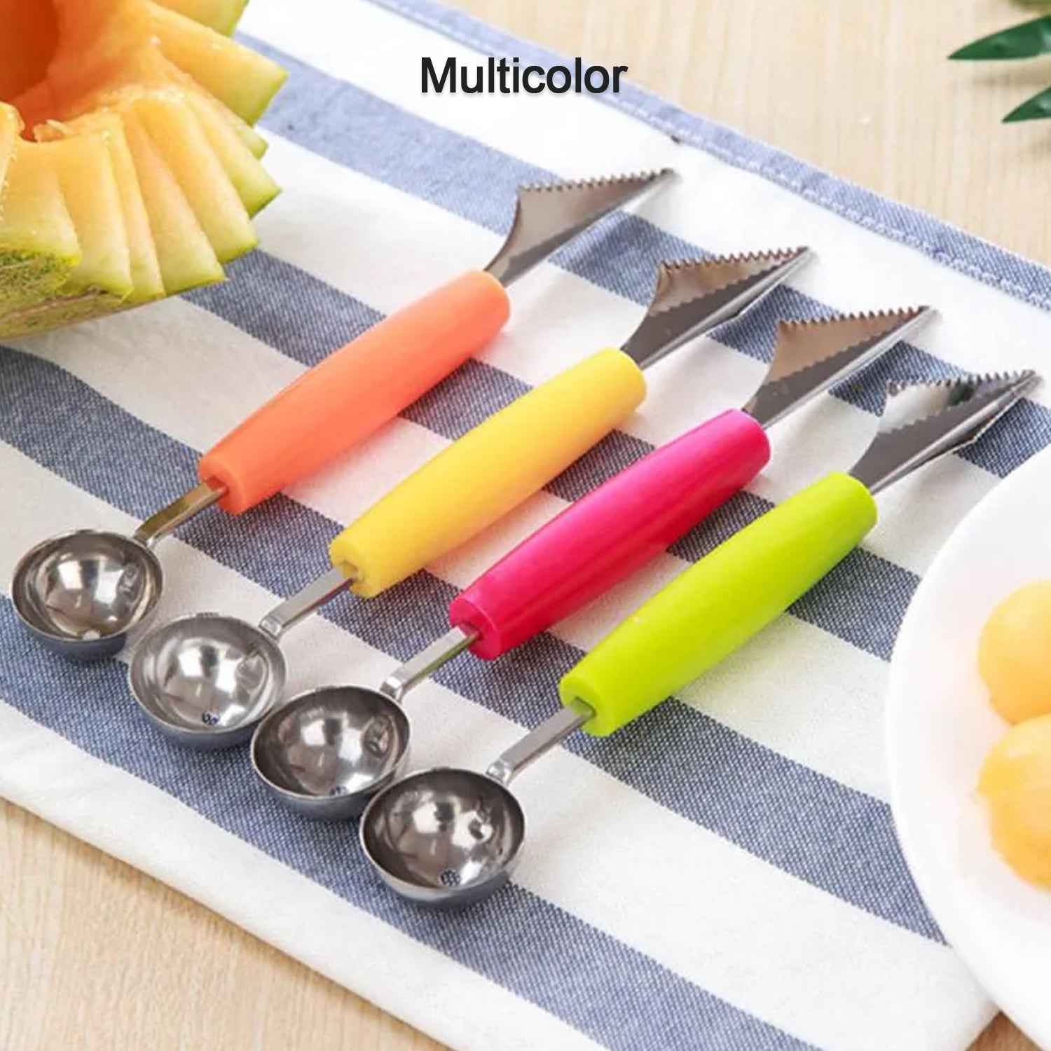 Multifunctional Stainless Steel Fruit Vegetable Pattern Carving Knife Peeler Corer Spherical Dig Ball Scoop Garnishing Dig Ball Spoon Kit. - BeSh Deals®
