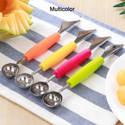 Multifunctional Stainless Steel Fruit Vegetable Pattern Carving Knife Peeler Corer Spherical Dig Ball Scoop Garnishing Dig Ball Spoon Kit. - BeSh Deals®