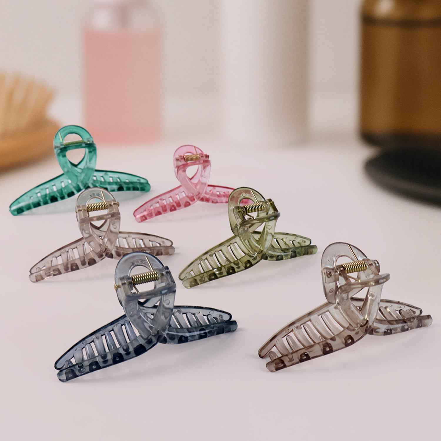 Hair Clutcher Clips (Mix Design Multicolor  12 Pc)