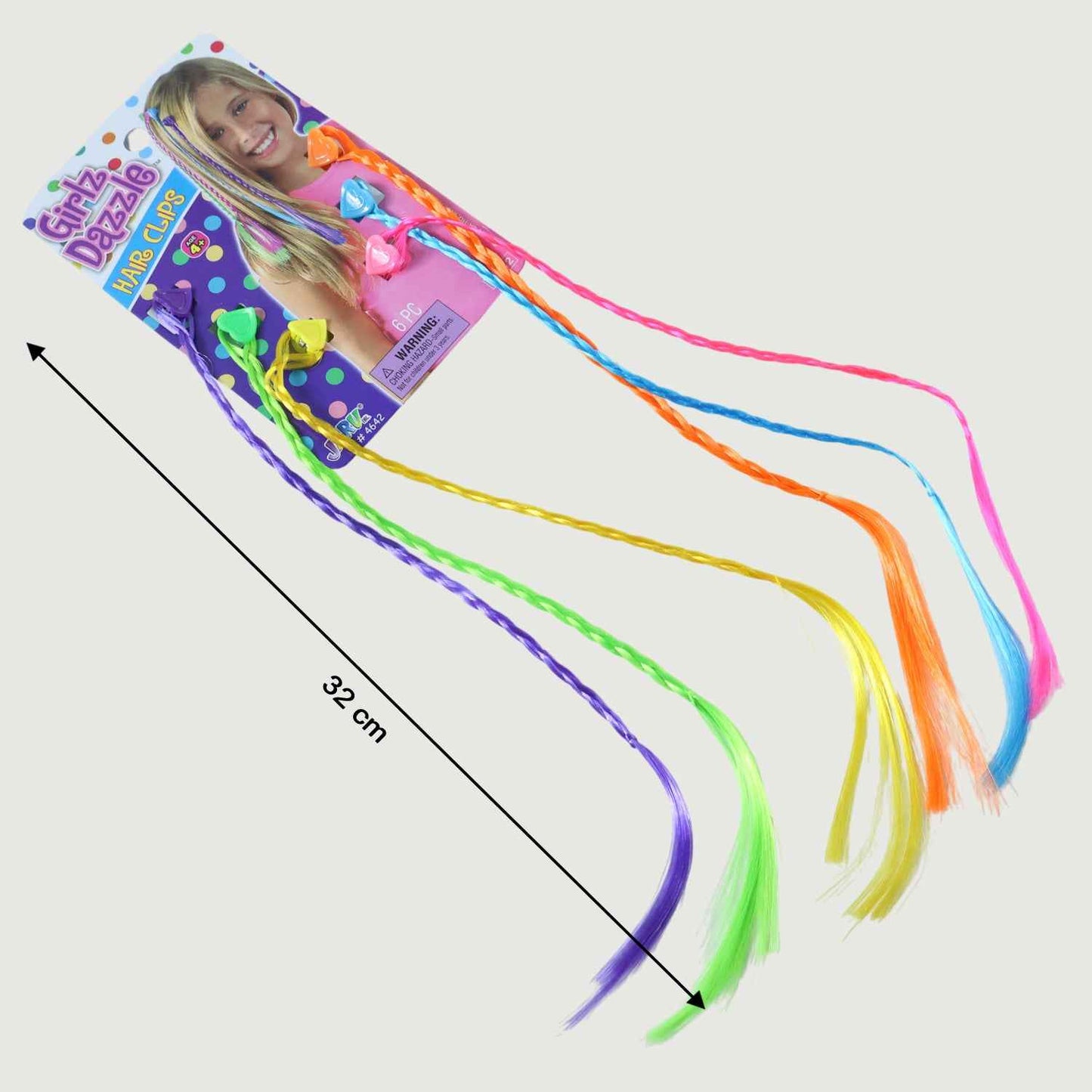 Colourful Braided Hair Extension Streaks For Girls  Kids (6 Pc)