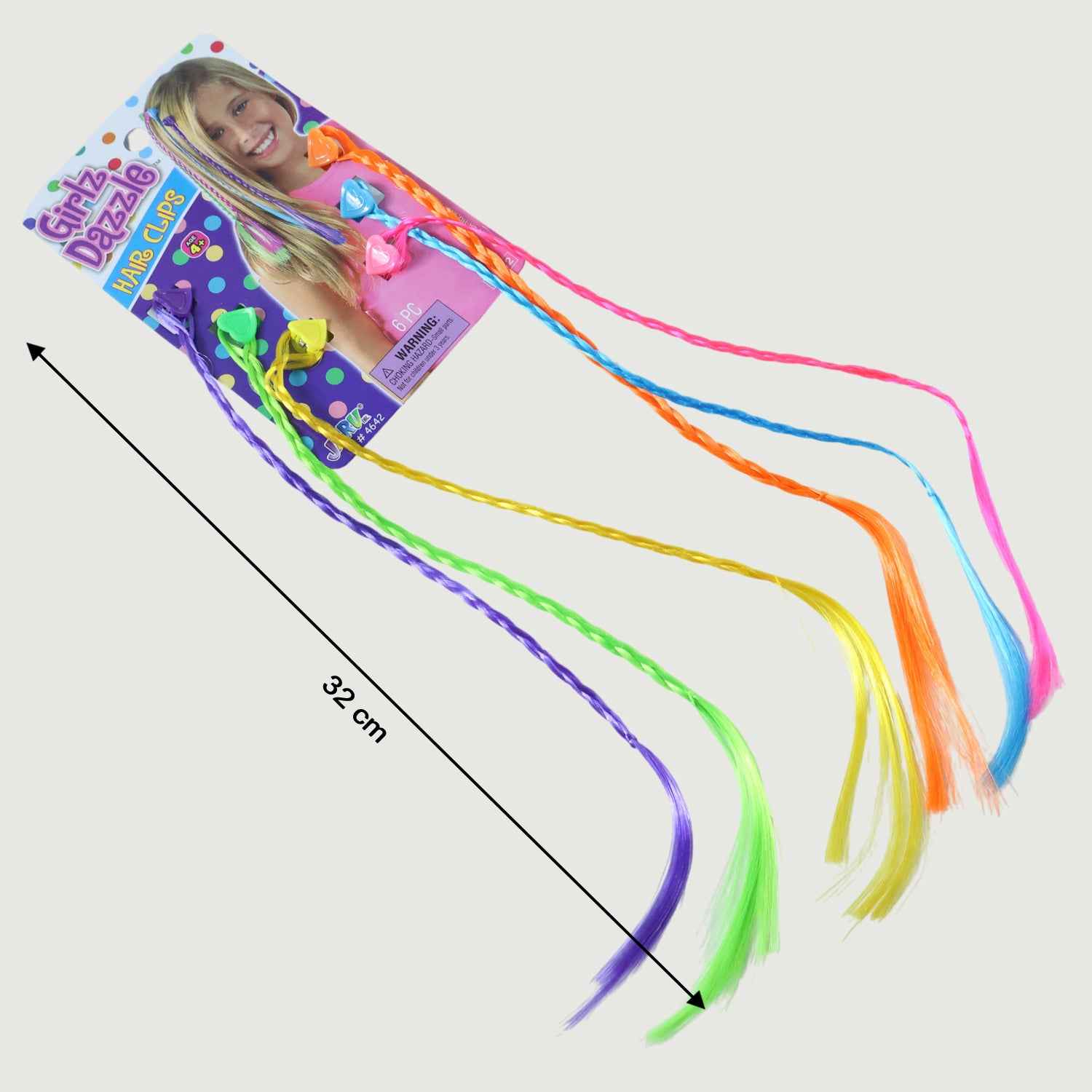 Colourful Braided Hair Extension Streaks For Girls  Kids (6 Pc)