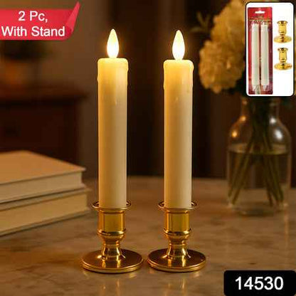 Set Of 2 Led Flameless Taper Candles