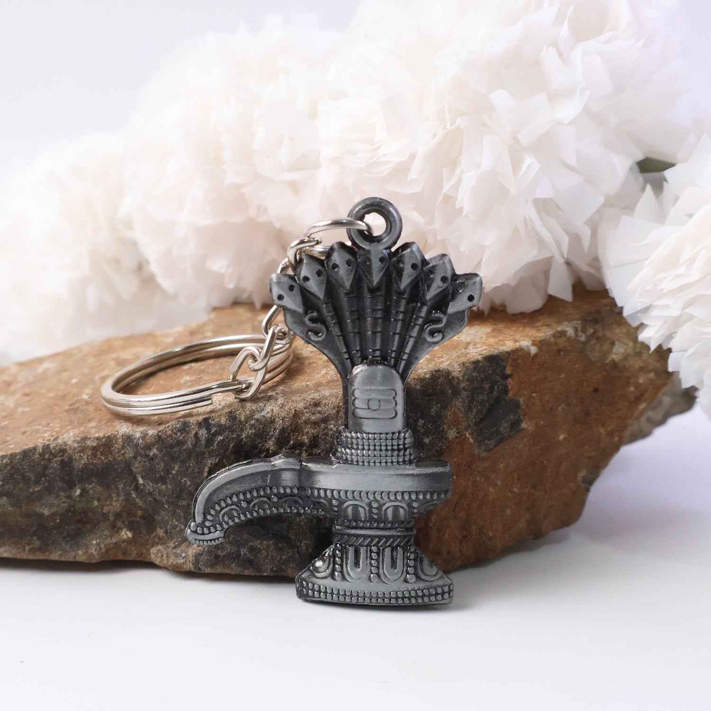 Premium Metal Shiva Lingam With Naag Religious Keychain (1 Pc)
