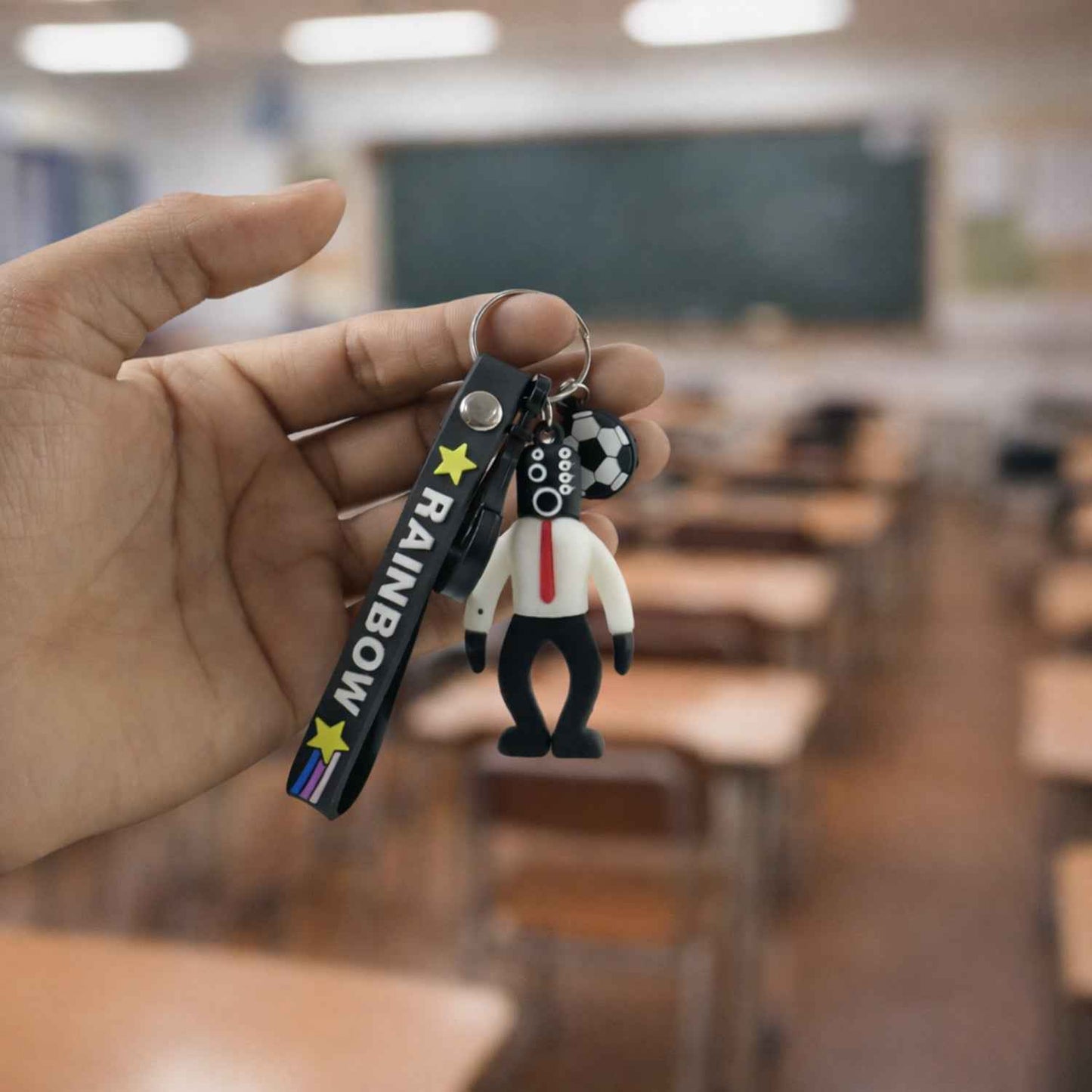 Rainbow Strap Cartoon Football Boy Keychain (1 Pc)