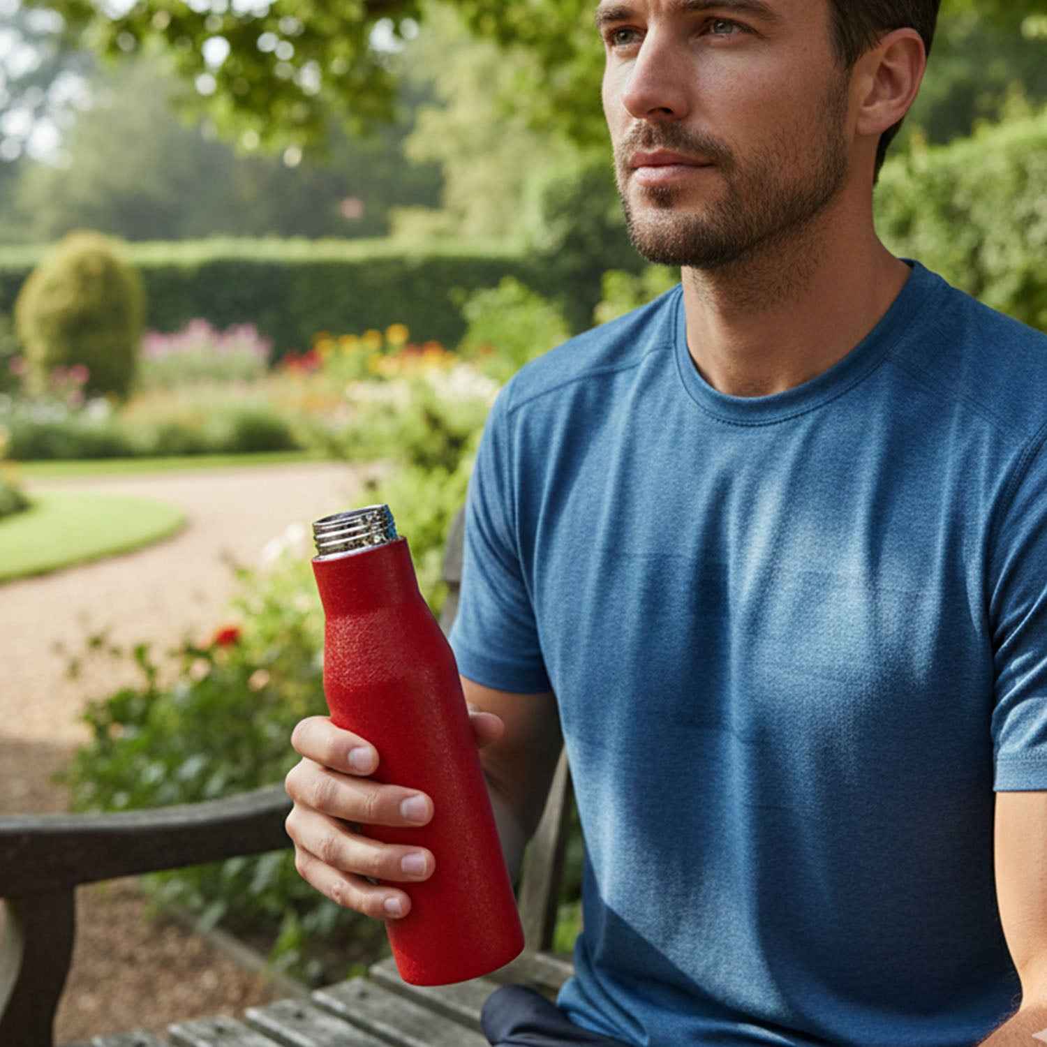 Stainless Steel Water Bottle Red Color (1000 Ml 1 Pc)