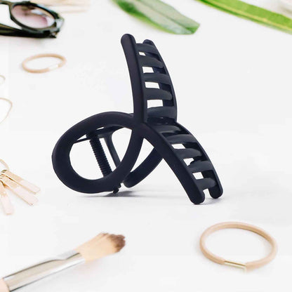 Plastic Hair Clamp Grip Simple Matte Hair Barrette Clamp (12 Pc   Mix Design)