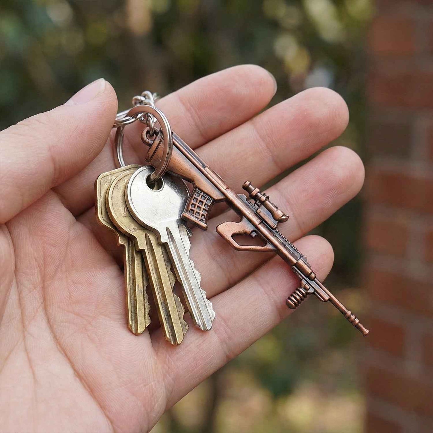 Metal Gun Shape Keychain (1 Pc)