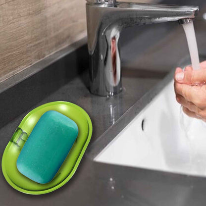 17515 Plastic Soap Dish Holder For Bathroom Shower Wall Mounted Self Adhesive Soap Holder Saver Tray-plastic Sponge Holder For Kitchen Storage Rack Soap Box Bathroom