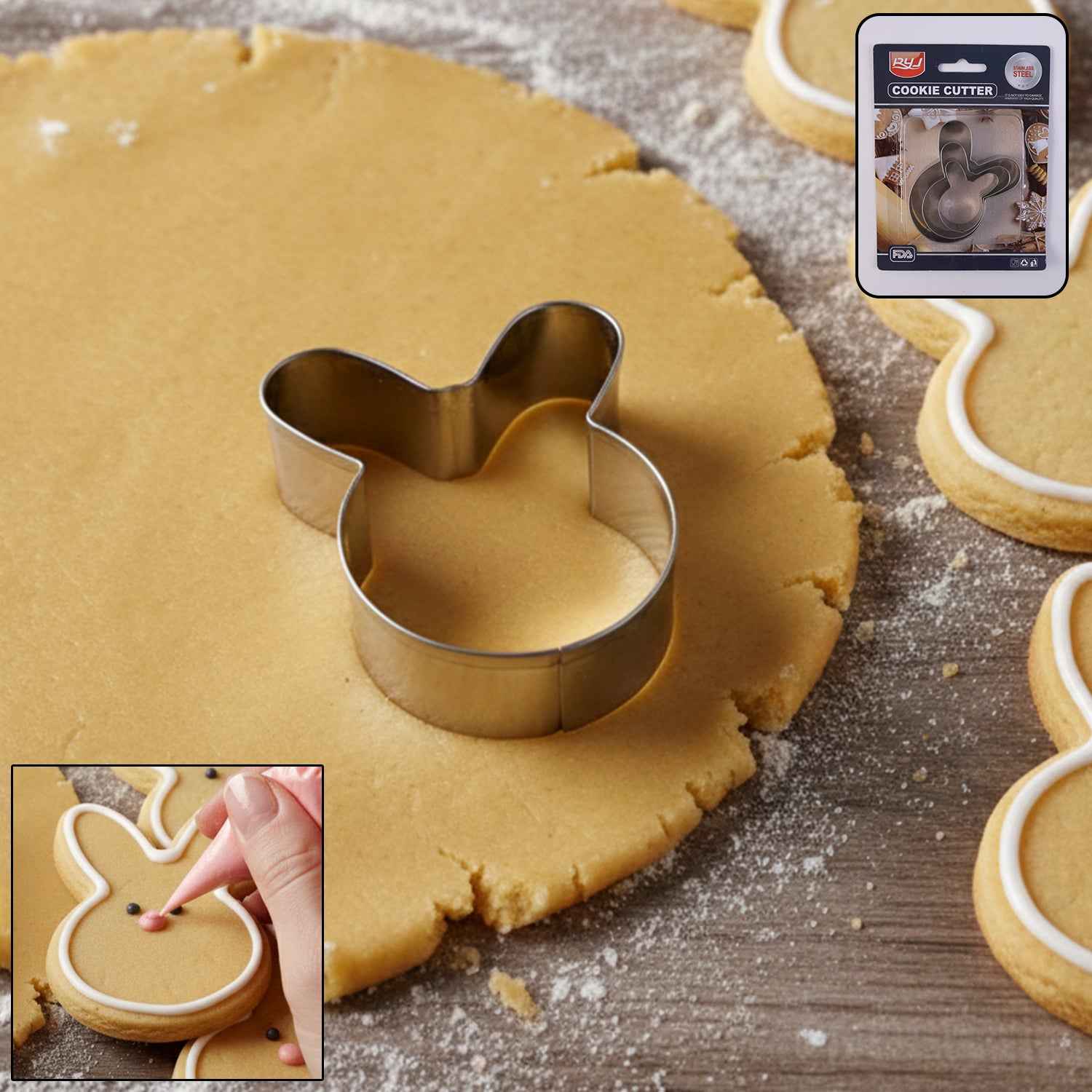 Stainless Steel House Shape Cookie Cutter Set (3 Pc Mix Design Set)