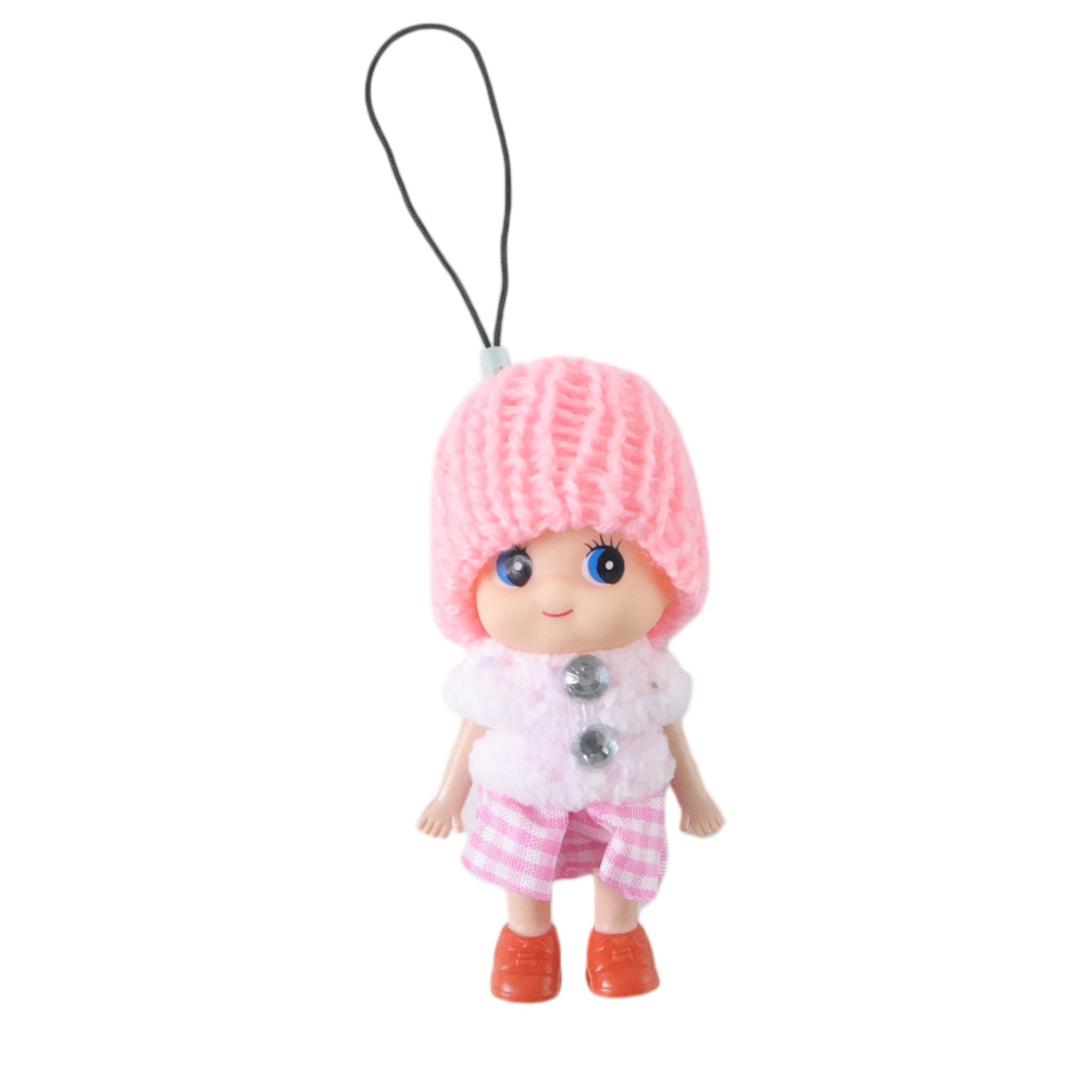 Cute Mini Doll Keychain Soft Knitted Cap Girl Charm Keyring (1 Pc  Mix Color)