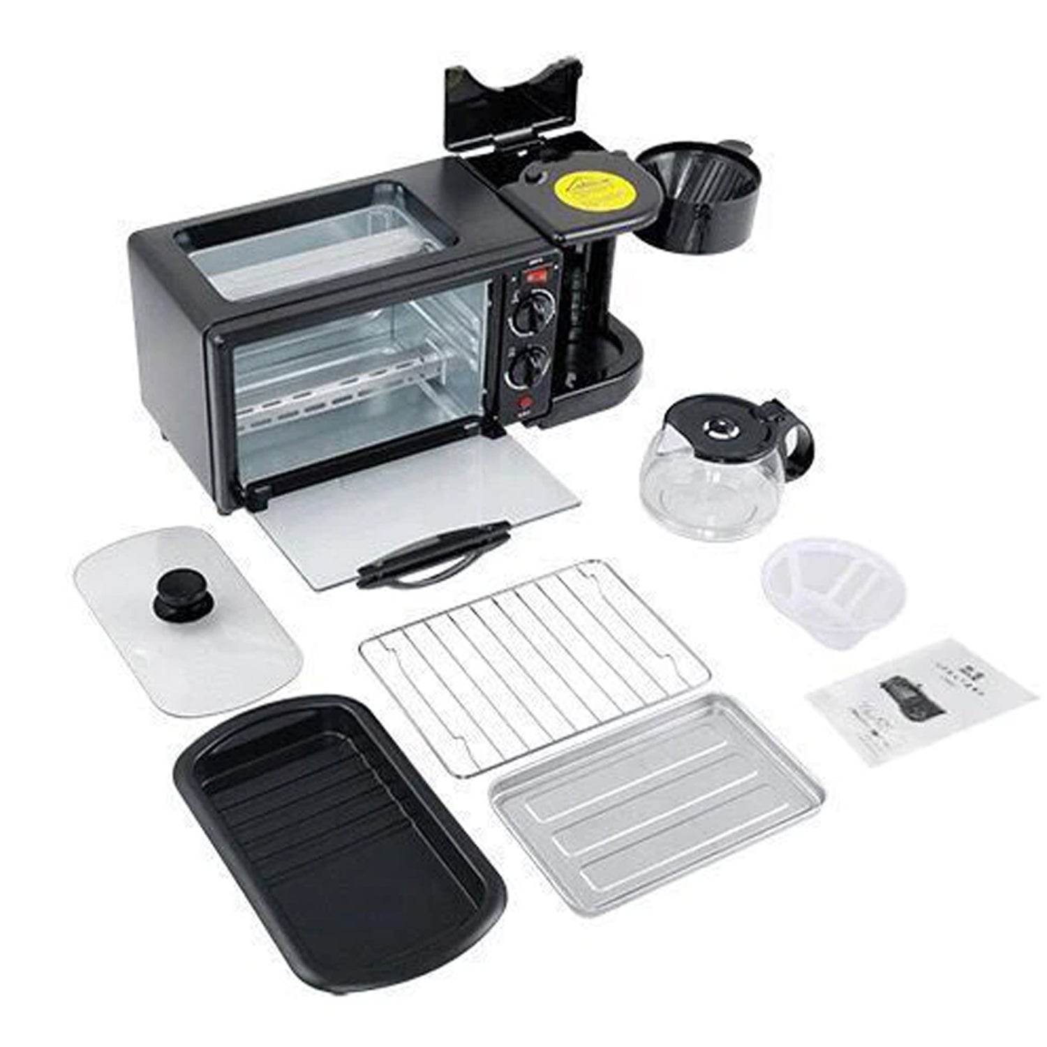 2788 3 In 1 Breakfast Maker Portable Toaster Oven Grill Pan  Coffee Maker Full Breakfast Ready At One Go - Best Deals at BeSh Deals®