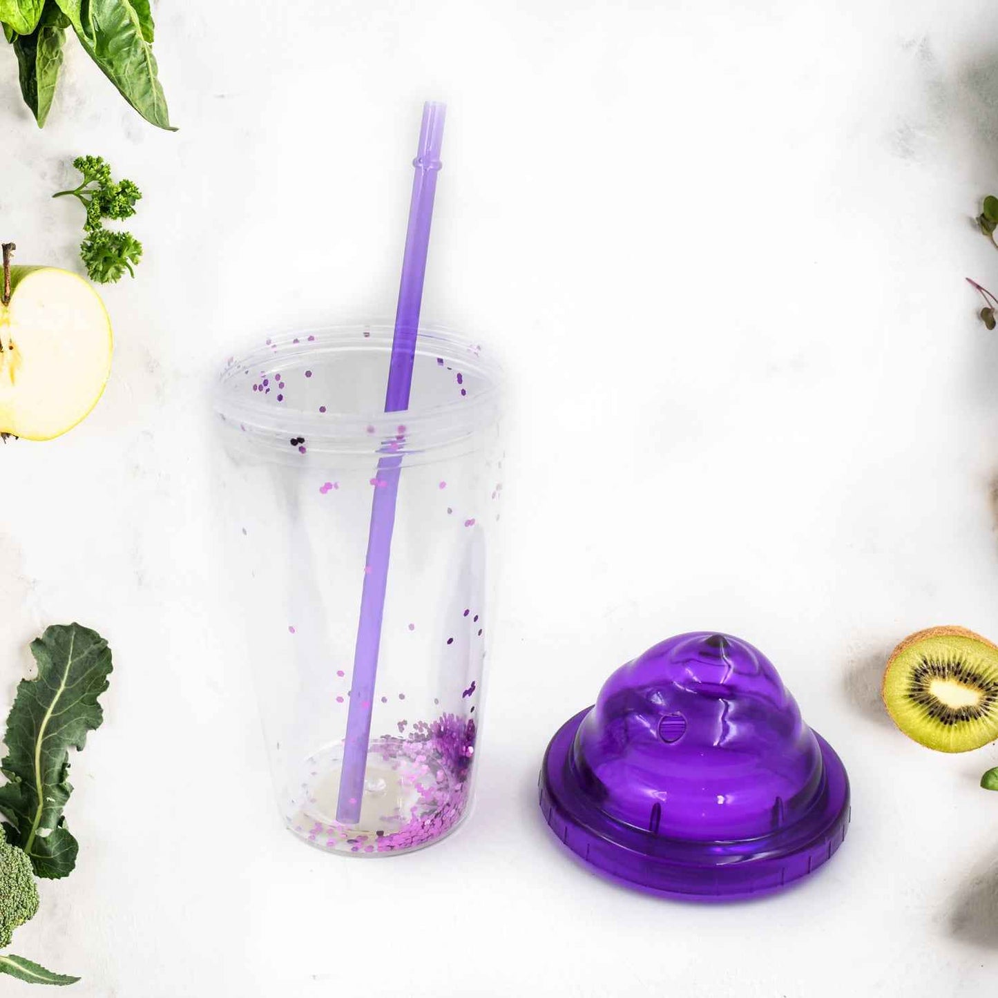 13131 High Quality Plasticcreative Cold Drink Cup  Tumble Reusable Tea Coffee Tumbler With Lid And Straw Double Wall Plastic Drinking Sport Bottletravel Tumbler (1 Pc  Mix Color)
