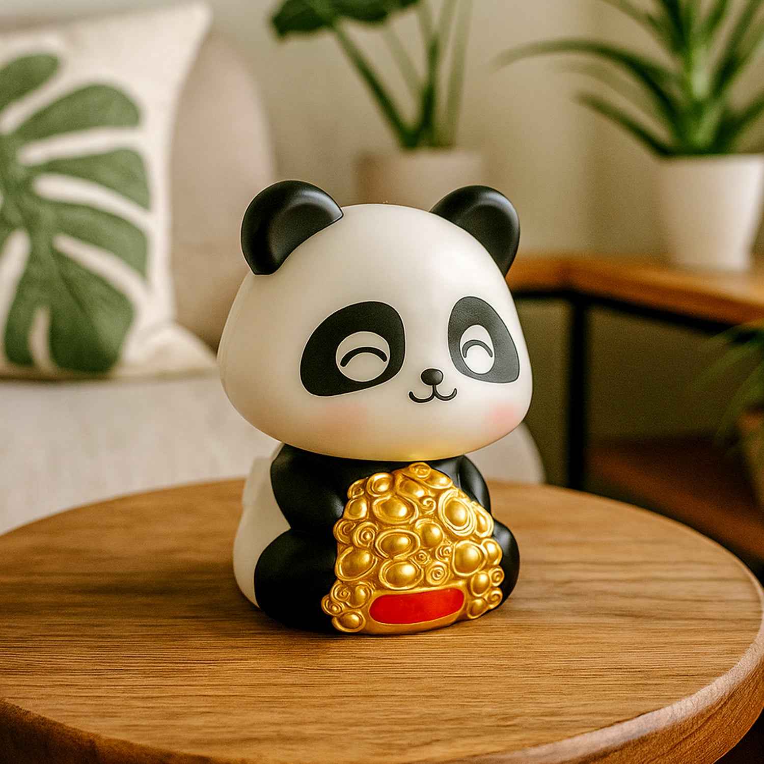 Car Decoration Solar Power Moving Head Panda Statue Creative (1 Pc)