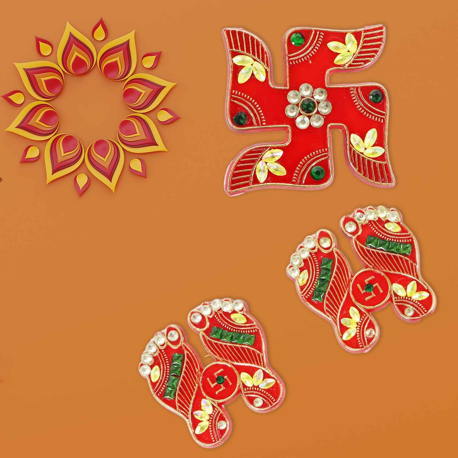 Traditional Decorative Shubh Labh Door Hanging (6 Pc  1 Set)